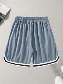 Große Größen Leichte, lässige Sportshorts für Herren, atmungsaktive Mesh-Shorts mit Gummibund für Basketball und Fitness - Grau - Übersicht 3