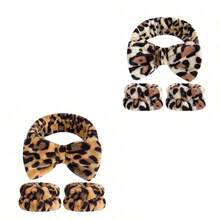 1/3pcs Leopard Print Bow Headband, Wrist Wrap Set With Printed Headscarf, Absorbent Wristband, Reusable Washing Wristband, Soft Microfiber Towel Wristband, Facial Cleansing Wristband For Women, Girls, Yoga, Running - Multicolor - View 14