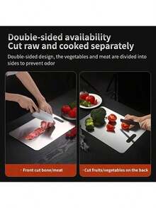 1件套优质不锈钢砧板套装 - 耐用、易清洁、厨房必备、节省空间、防锈 - 銀色 - 查看 8