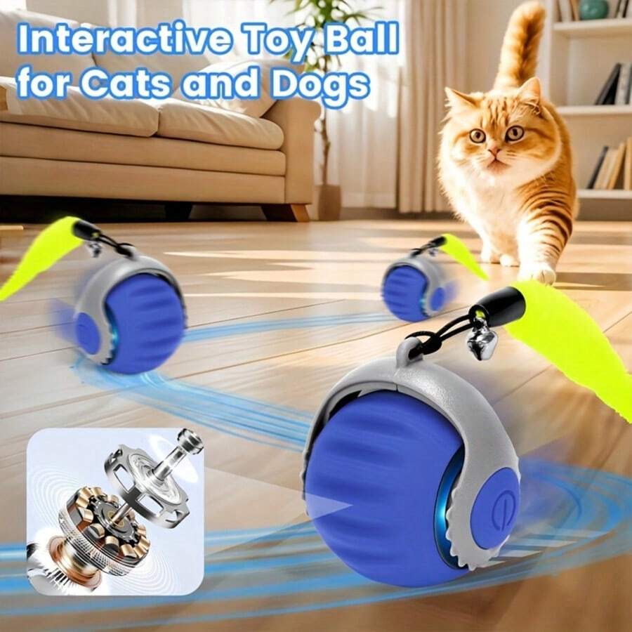 1pc Pet Interactive Gravity Rolling Ball Toy, Automatic Electric Cat Toy, Smart Ball To Keep Kittens Playing And Relieve Boredom