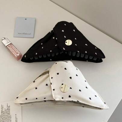 2 piezas Clips para el cabello de satén con corazones a lunares franceses, elegantes y dulces accesorios para el cabello adecuados para uso diario, hogar, escuela, playa, trabajo, fiesta, vacaciones, cumpleaños, regreso a clases, Año Nuevo, Día de San Valentín, Día de la Madre, Navidad, boda, festival de música, graduación, pinzas para el cabello de verano para vacaciones