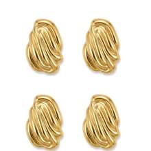 金色波浪纹耳环，可爱复古不规则形状耳钉，适合女性和年轻女孩佩戴 - 金色 - 查看 15