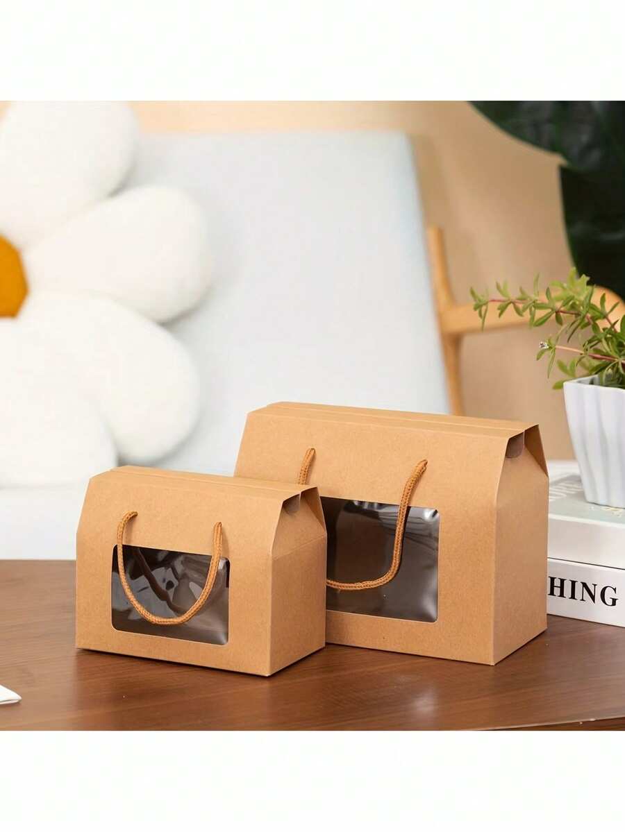 12pcs/Set (6 Small + 6 Large) Handle Window Gift Boxes, Suitable For Holiday Gifts, Party Favors, Small Business Gifts - View 1
