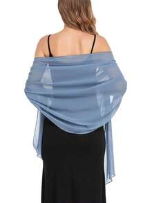 Women's Chiffon Shawl Scarf, Suitable For Bride Wedding, Party, Evening Dress And Special Occasions - Dusty Blue - View 4