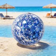 1pc Transparent Sequin Inflatable Water Ball, Summer Beach Party Decor, Swimming Pool Floating Toy - Multicolor - View 5
