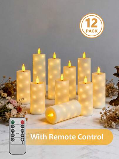 2/4/5/8/12pcs Flameless Candles With Remote Control/Timer, LED Electronic Candles, Outdoor Flickering Candles, Battery Powered, Home Decor, Tabletop Decor, Holiday Decor, Wishing Candles, Suitable For Christmas, Valentine's Day, Halloween, Home, Wedding, Gift, Birthday, Party