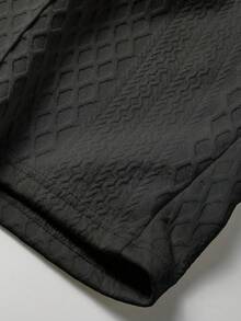 Men's Cool Daily Commute Home Casual Polyester Fabric Solid Color Versatile Sports Breathable Diamond Pattern Set - Black - View 6