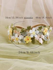 1pc Rustic Embroidered Floral Baby Headband, Fresh Pastoral Cute Embroidered Flower Baby Headwear - Multicolor - View 6