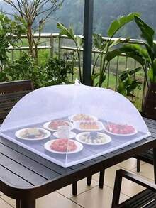 1pc Food Cover, Foldable Dining Table Food Cover, Dustproof And Fly Proof Household Vegetable Cover Umbrella, Rectangular Mosquito Proof Kitchen Cover - Multicolor - View 1