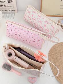 Bow Quilted Hair Dryer Storage Bag  Curling Iron Storage Bag Hair Clips Storage Bag With Divider Cosmetic Bag Makeup Bag Hair Tool Storage Bag Jewelry Organizer Multi-Functional Storage Bag Hair Dryer Holder Hair Tool Bag Set Travel Carrying Organizer Bag For Crimping Hair Tools(Curling Iron, Hair Dryer),Hair Clips,Hair Straightener, Ideal For Home&Travel,Travel Essentials Cruise Essentials Bridesmaid Gifts Mom Gifts - View 8