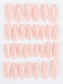 Romantic Choice! 30 Pcs Almond Shape Medium Long Simple Nude Long Press-On Nails - Dusty Pink - View 3