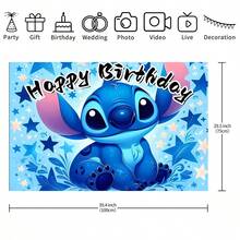 Stitch Coconut Tree Birthday Party Backdrop, Lilo And Stitch Themed Wall Decor, Photo Banner For Celebration Events, Party Decorations And Display Props - Multicolor - View 4