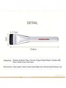 Cọ tán kem nền WAKEMAKE Spatula Wide Foundation Brush - Đầu phẳng vát Kabuki, dùng cho kem nền dạng lỏng & kem, thiết kế đa năng, không để lại vệt, lông cọ thuần chay, chất lượng dành cho chuyên gia trang điểm. - trắng - Xem 5