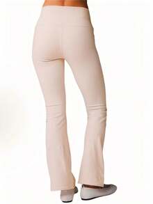 Alo Yoga Women's Airbrush High-Waist Flutter Legging | Sculpting Performance Fabric | Bootcut Flare Yoga Pants | Luxury Studio-To-Street Athletic Trousers - 杏色 - 查看 5