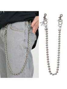 1pc Double Layer Fashion Faux Pearl Pants Chain, Minimalist & Practical Multi-Functional Summer, School Fall, Autumn, Halloween - trắng - Xem 10