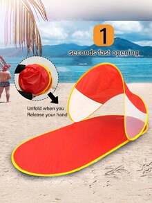 2 piezas Carpa de playa y pantuflas, carpa de playa instantánea y pop up para protección solar al aire libre, pantuflas de camping fáciles de usar - Multicolor - Ver 2