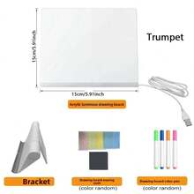 1pc Glowing Drawing Board, Includes Stand, Drawing Board, Pen, 1 Eraser And 1 LED Message Board; USB Powered Erasable Drawing Board, Suitable For Bedroom, Party, Living Room And Room Decoration - Luminous Sketchpad - View 12