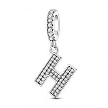 1 Pc A-Z 26-Letter Alphabet Charms With Inlaid Shiny Zirconia-DIY LOVE Letter Jewelry Gift, Perfect For Custom Bracelets And Necklaces - Silver - View 14