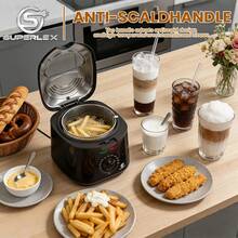 SUPERLEX 2-Liter Electric Deep Fryer, 2000W Multi-Function Fryer, Stainless Steel Non-Stick Coating Frying Basket Is Easy To Clean, Multi-Mode Temperature Function, Designed For Home Kitchens, Can Be Used For Frying Chicken, French Fries, Grilling - Ver 11