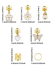 55 chiếc dây buộc tóc kiểu vườn lãng mạn màu trắng, có đính ngọc trai, trái tim, bướm, hoa cúc và hoa trà, kẹp tóc điều chỉnh được thanh lịch, phù hợp cho kiểu tóc tết của phụ nữ. - Vàng - Xem 7