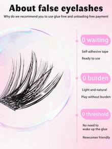 120pcs Self-Adhesive False Eyelash Clusters, Mixed Length Fluffy Set, No Glue Needed, Fluffy Individual False Lashes, Self-Adhesive DIY Eyelash Extension, Pre-Glued Lash Clusters, Natural Lengthening C-Curl Lash Clusters, No Glue Or Makeup Remover Needed, False Eyelashes, Lash Clusters, Individual False Lashes, Eyelashes, False Lashes - C - View 4