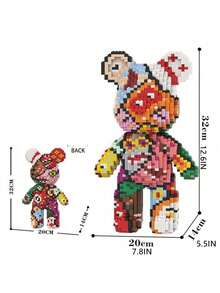 3680片DIY迷你积木模型，拼装拼图，恶魔熊系列，优质材料，附赠积木锤，创意玩具，解压益智，适合作为情人节、生日、节日、圣诞节礼物 - 彩色 - 查看 2