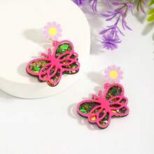 1对新款镂空蝴蝶双层波西米亚风耳环（女士款） - 彩色的 - 查看 2