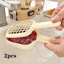 耐用塑料迷你水果沥水篮，带提手 | 易于清洁的厨房滤网，适用于樱桃、蓝莓 - 1个/2个/3个装水果架 - 彩色 - 查看 12
