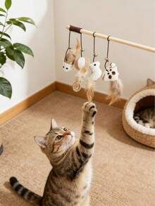 1个木制逗猫棒，带老鼠铃铛，可作逗猫棒使用，猫咪自娱自乐互动玩具，款式随机。 - 彩色 - 查看 4