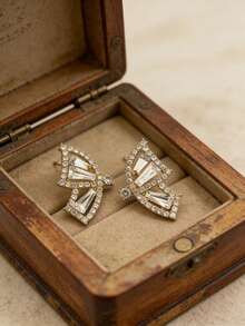 1对经典法式极简时尚蝴蝶耳钉 - 彩色 - 查看 7