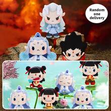 Miniso Pu Chi Nunu 哪吒莫通瑙海毛绒盲盒，可爱娃娃吊坠，完美生日礼物，涤纶材质（1个随机发货） - 彩色 - 查看 1