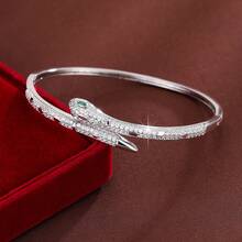 1pc Animal Snake Design Cubic Zirconia Inlaid Women Bracelet - Multicolor - View 5