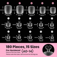 Beetles 16 Sizes 192 Pcs Square Toe Nail Tips - Full Cover Fake Acrylic Toenails, Pre-Etched Double Matte Press On, Soft Gel Toe Nail Extensions For Women - Square for Big Toes 15 Sizes 180 Pcs - 查看 3