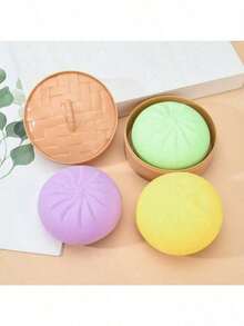 4件套饺子造型捏捏乐玩具，饺子减压球，包子造型捏捏乐减压球，成人礼物（含蒸笼） - 彩色 - 查看 6