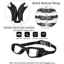 Waterproof Anti-Fog Swimming Goggles With Nose Clip, Ear Plugs And Swimming Cap, Unisex - Multicolor - View 3