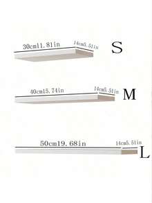 1-Piece Wall Mounted Shelf, Rustic Oak Long Shelf Set, For Living Room, Bathroom, Laundry Room, Bedroom, Kitchen, Home Office - White - View 8