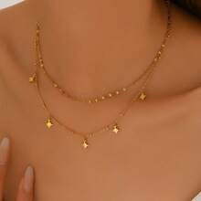 LIEBEIRIS 1 chiếc vòng tay bằng thép không gỉ mạ vàng 18K, mặt dây chuyền hình đĩa hai lớp tối giản, thích hợp cho nữ giới đeo hàng ngày và làm quà tặng. - Vàng - Xem 5