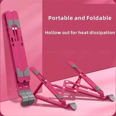 حامل كمبيوتر محمول، حامل مكتبي، قوي وقابل للحمل، قابل للطي والسحب، تبديد حراري معلق، قابل للتعديل بسبع خطوات عمودية، متعدد الألوان، مناسب للكمبيوتر المحمول/الأجهزة اللوحية بحجم 25.4-39.62 سم، تصميم ارجونومي للمكتب، يدعم المكتب القائم والدعم للرقبة والظهر