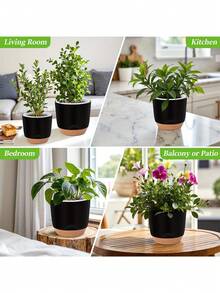 1/2个圆形塑料自吸水花盆，适用于室内外花卉植物、兰花、香草、虎尾兰和多肉植物，装饰性兰花容器 - 均碼 - 查看 6