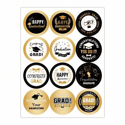 120pcs/10sheets Happy Graduation Thank You Stickers, Suitable For Graduation Caps Scroll, Gift Bags, Envelope Seals, Diploma Covers And DIY Gifts For Graduation Parties