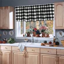 BDK-W6125 New Plaid Curtain, Multi-Color Options, Durable, Easy Care, Suitable For Kitchen Cooking, Floral Arranging, Catering Services And Other Scenarios, Comfortable And Practical With Aesthetic Appeal - Black and White Checkered Pattern - View 4