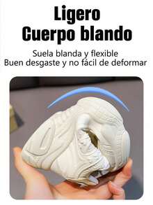 Zapatos deportivos para niños, suela gruesa antideslizante y resistente al desgaste, punta redonda con cordones, transpirables para exteriores, estilo moderno de moda y versátil, ideales para uso diario, deportes, parques de atracciones, escuela y viajes. - Blanco - Ver 9