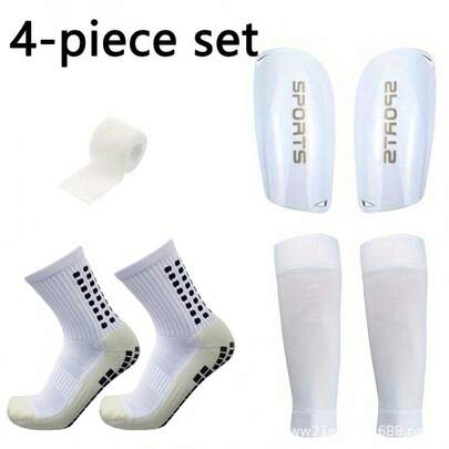 4pcs/Set Adult Thick Non-Slip Football Socks With Shin Guards