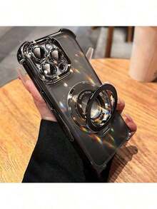 1pc Circular Folding Bracket Electroplated Anti-Drop Phone Case Compatible With IPhone 17/15ProMax/16promax/16pro/14promax/14pro/13promax, Galaxy S21 5G/S21 Ultra/S22/S22 Ultra/S23/S23 Ultra/S24/S24FE/S24 Ultra 5G/S25/S25+/S25U, A14/A33 5G/A53 5G/A54 5G/A52/A52s 5G/A15 5G/A13 4G/A22 4G/A22 5G/A34/A23 5G/A07/A17, Mi Note 7/8/9/10/11/12/13, Mi 9/10/12/13C, , MOTO, Honor X, HW,  C53 C55 - 黑色 - 查看 4