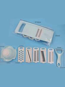 多功能蔬菜切碎器，8合1多功能切片器，厨房食品切割器，配备5种刀片，可切片、切丝、刨丝 - 非常适合处理土豆、黄瓜、胡萝卜、生姜等蔬菜。 - 彩色 - 查看 13