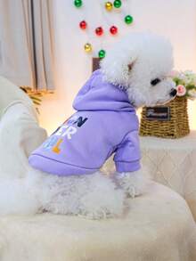 PETCIRCLE 1件宠物衣服，狗狗爪印连帽衫，适合小型犬 - 紫色 - 紫色 - 查看 2