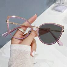 1/2/3副新款欧美猫眼眼镜，女士款，配有变色镜片和平光镜片，搭配时尚金属镜框，充分展现独特个性魅力。 - 彩色 - 查看 14