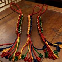 3pcs Handmade Woven Knot, Pineapple Knot, Gesar Flower Style Car Hanging Prayer Wheel - 3pcs - View 6