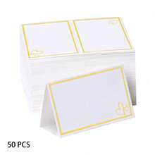 25/50 Pcs Place Cards For Table Setting, 2" X 3.5" Elegant Name Placecards With Gold Foil Border For Wedding & Dinner Party, Printable Food Labels For Party Buffet - A - View 9