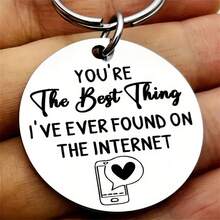 Mặt dây chuyền phong cách tối giản mới, quà tặng Valentine cho bạn trai/bạn gái, móc khóa khắc chữ bằng thép không gỉ. - trắng - Xem 4